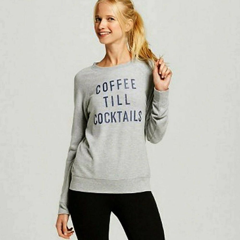Grayson Threads “Coffee Till Cocktails” crew neck sweater sweatshirt XS